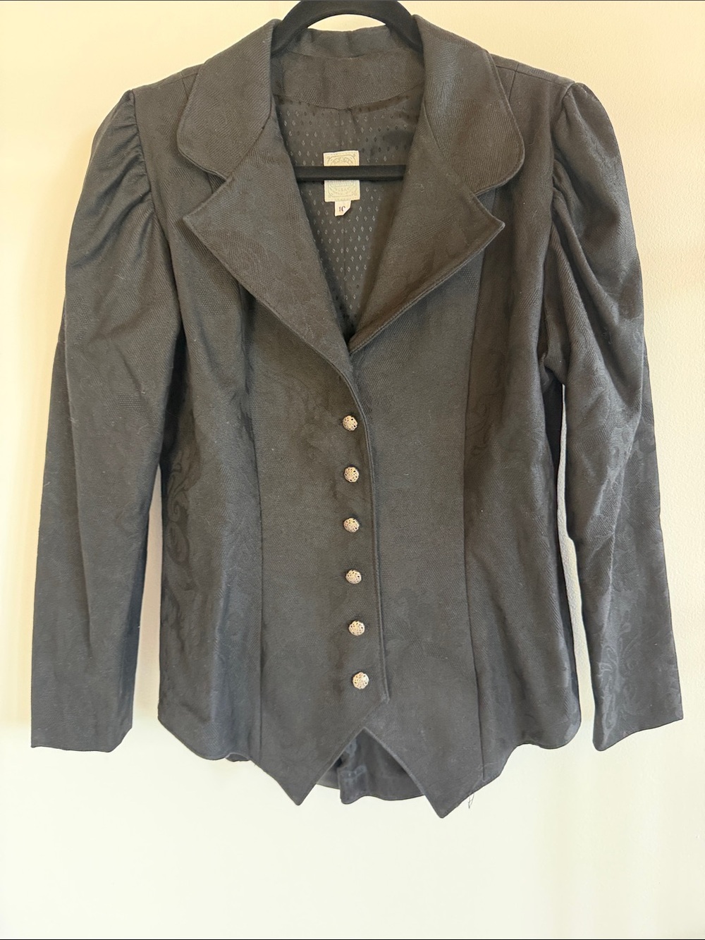 Vintage Wahmaker True West Victorian Bustle Back Outing Jacket Black Size 10